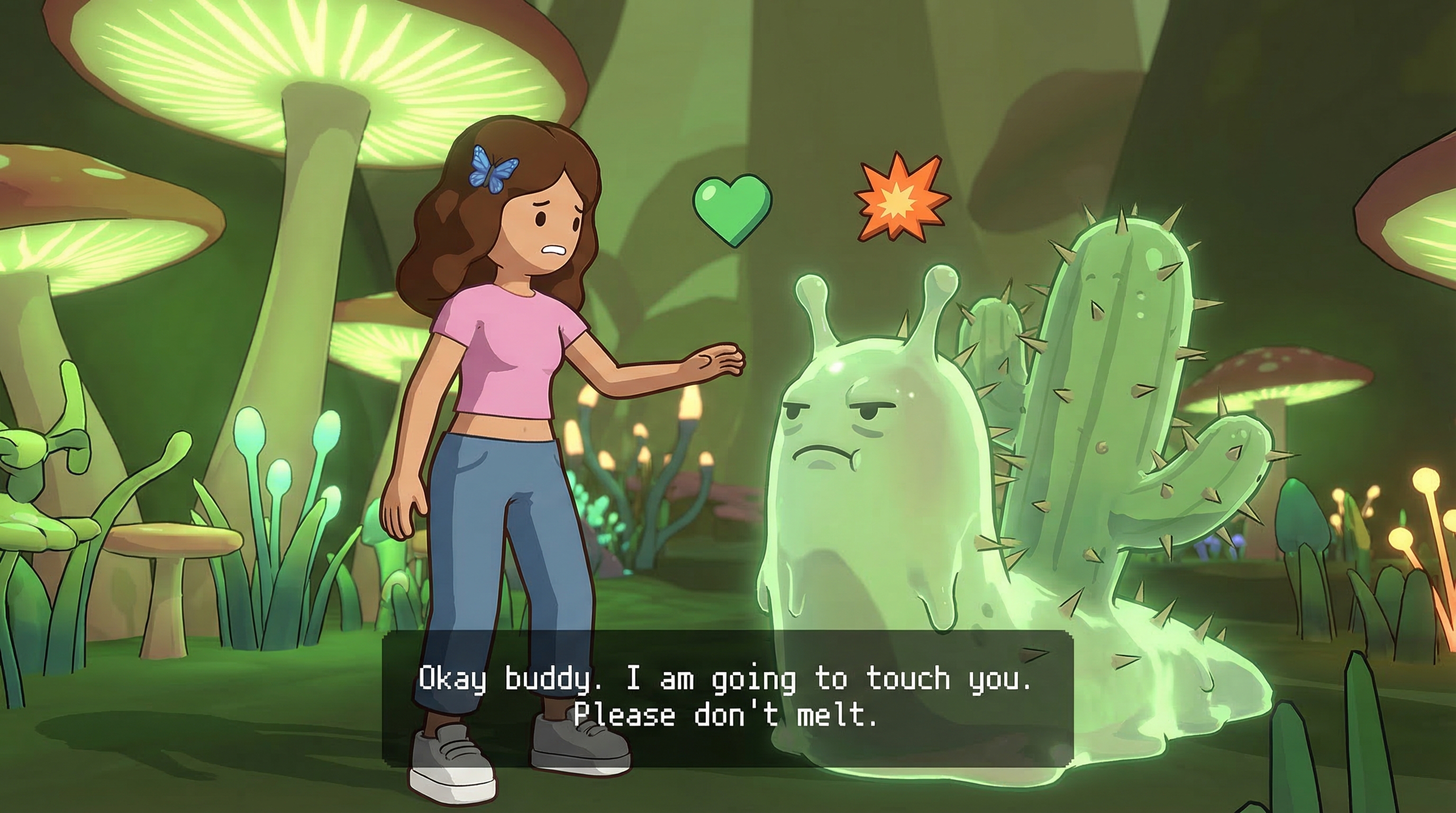 Billie deciding how to handle an alien creature